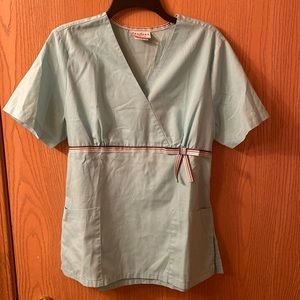 Peaches Uniforms Blue Scrub Top with Bow